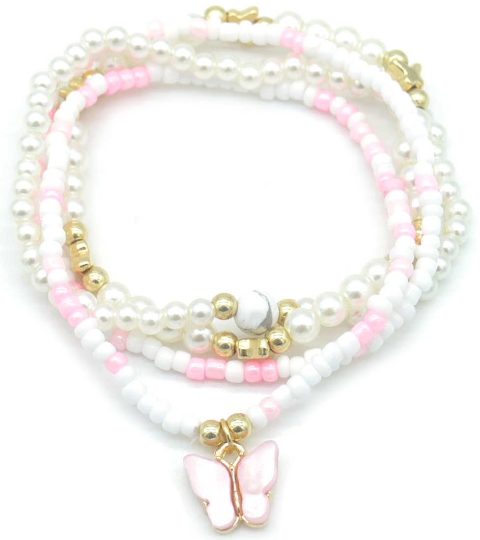 B-E25.1 ANK2375-008 Anklet Pink mix  For Kids