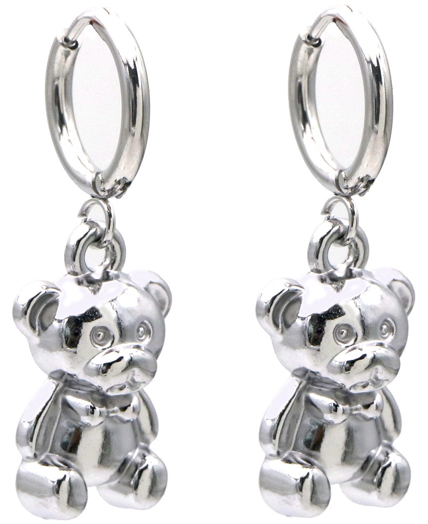 D-A19.3 E2612-154S S. Steel Earrings Bear 3.5x1.2cm