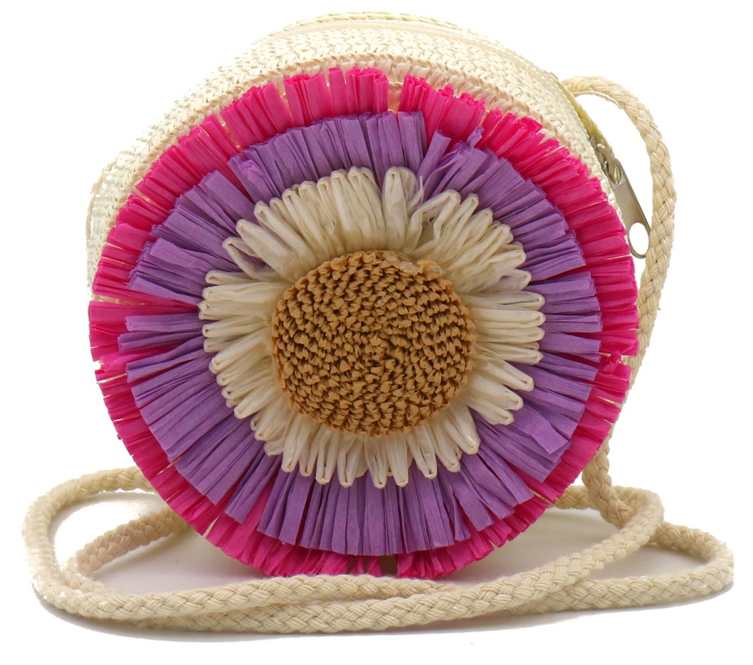R-P8.1 BAG1120-005-2 Woven Bag Fod Kids Flower 12.5x7cm Beige