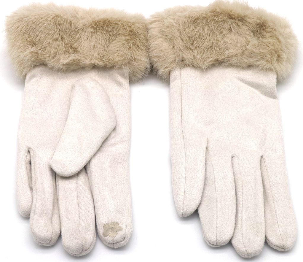 Q-I6.1 GLOVES1002-003-4 Gloves Faux Fur Beige