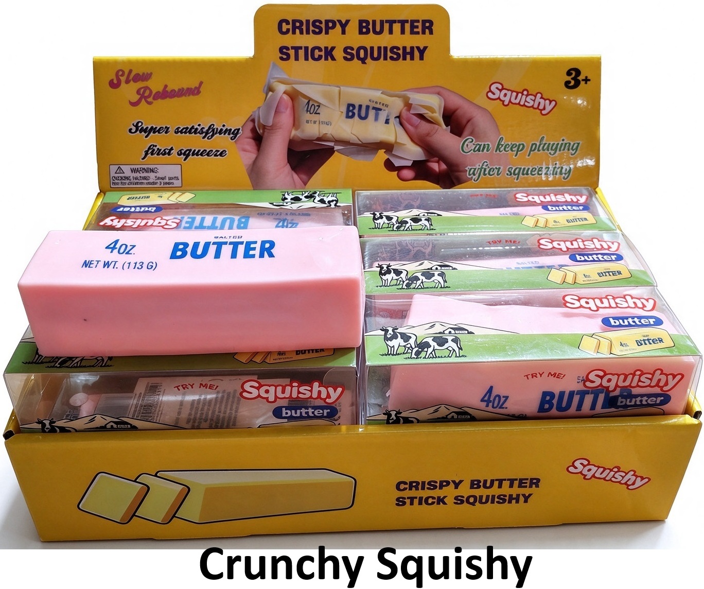 Q-F7.2  TOY2610-320-Pink Crunching Squishy Butter 13cm - 12pcs