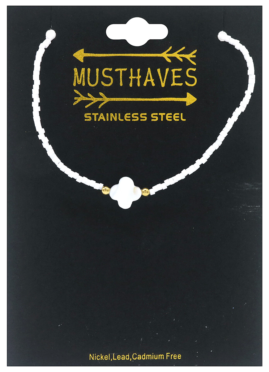 G-D24.2 B103-045-1 S. Steel Glassbeads Bracelet Clover