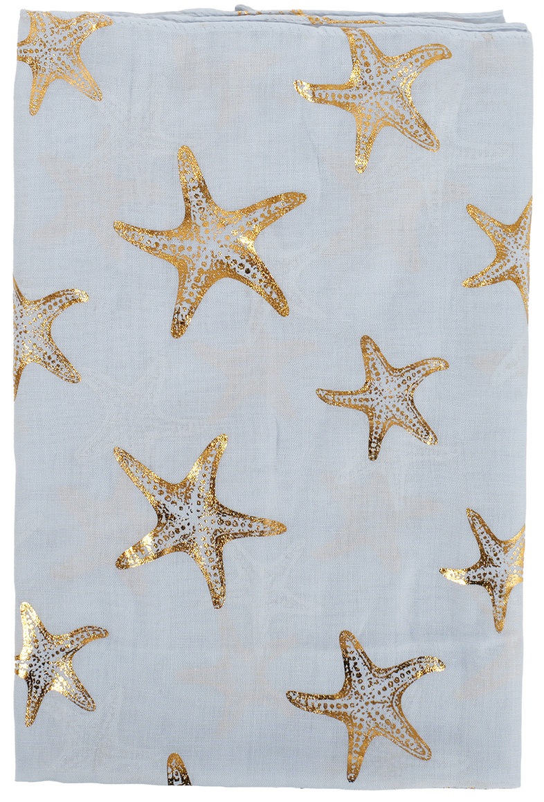 X-J6.2 SCARF1110-003-3 Summer Scarf Starfish 180x70cm Blue
