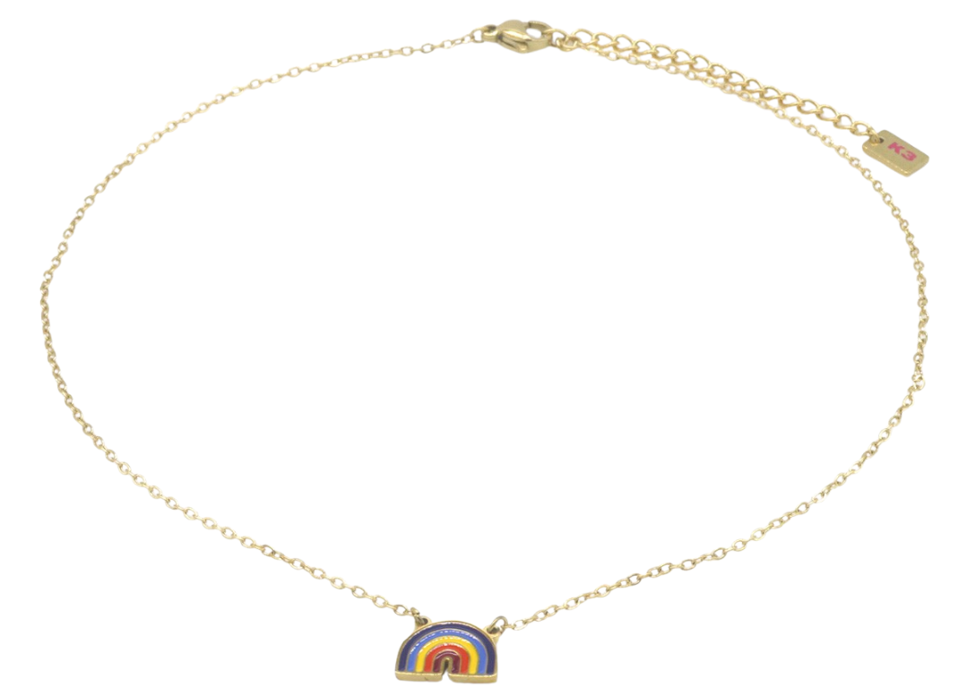 D-F21.1 K3-RBN008 S. Steel Necklace Rainbow