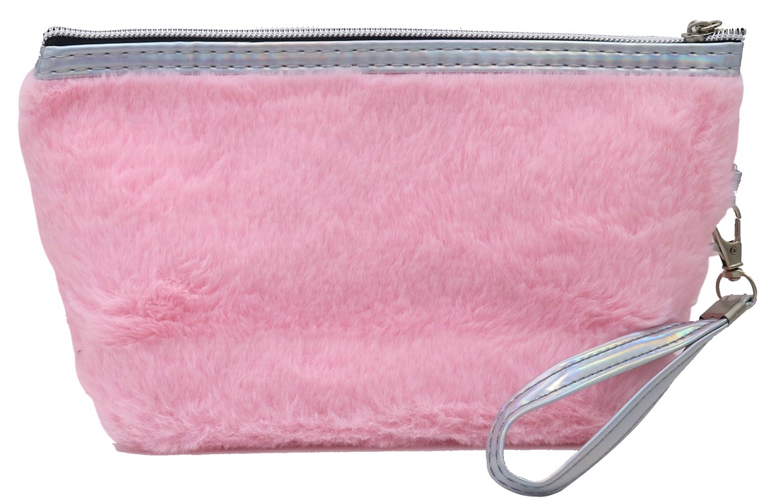 Q-C3.1 BAG1116-003-3 Make Up Bag Fluffy 24x13x8cm Pink
