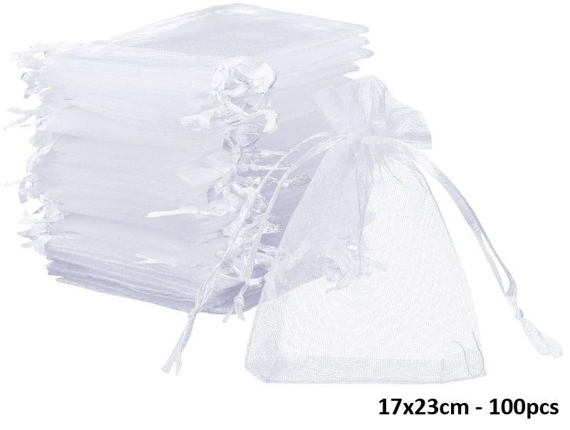 T-L4.2 PK1032-009 Organza Bag 17x23cm White- 100pcs T-L4.2 PK1032-009 Organza Bag 17x23cm White- 100pcs
