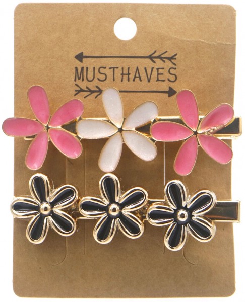 H-E25.2 H636-002C Hair Clips Flowers Pink