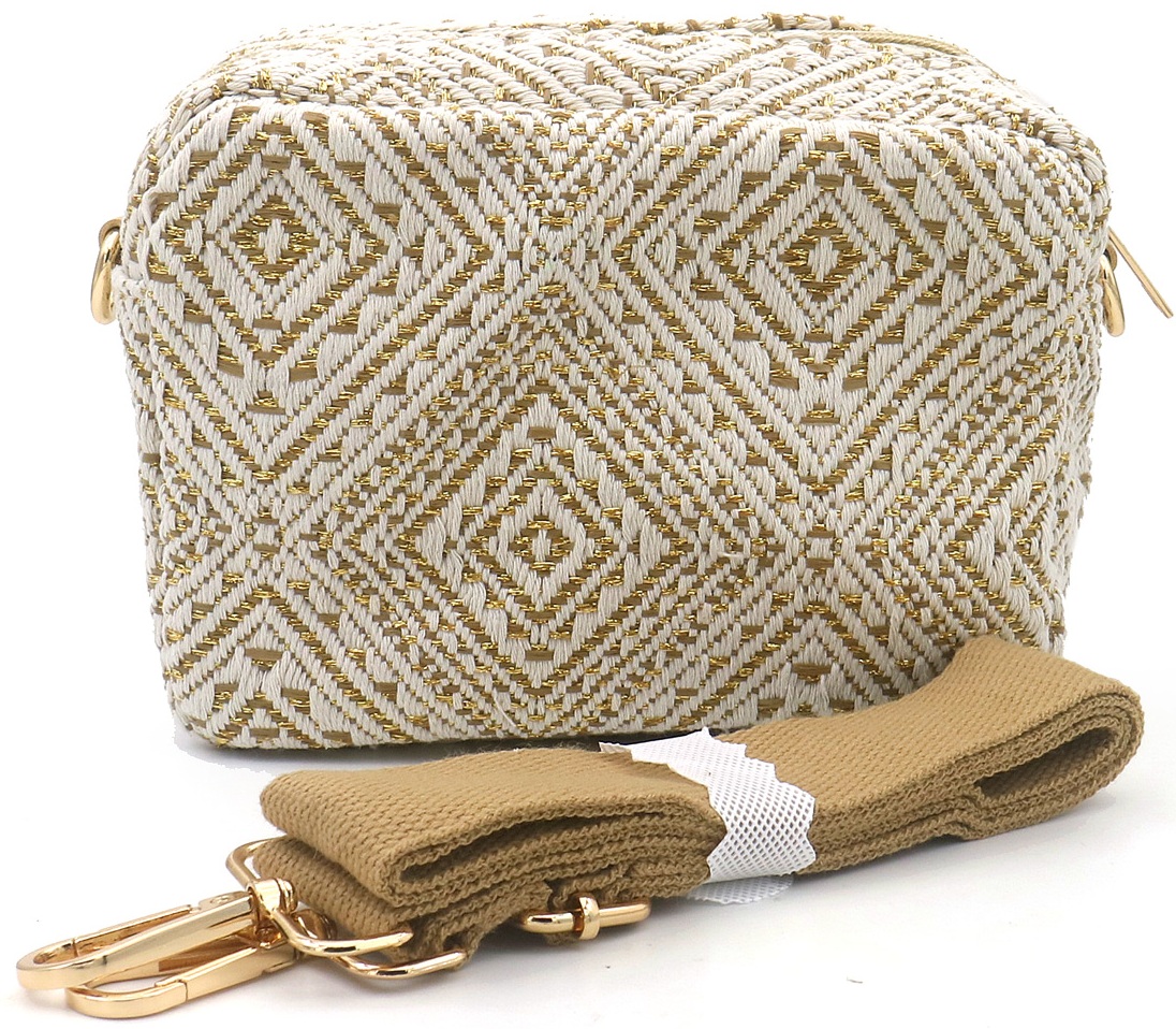 R-J8.1  BAG1119-003-3 Fabric Bag Glitter 18x12.5x7cm Brown