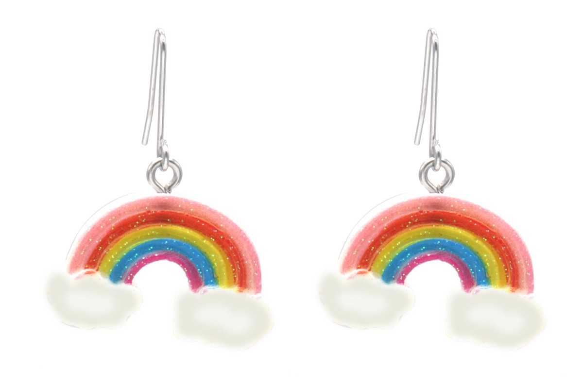 D-E6.1 K3-ZSE004 Bijoux Oorbellen Regenboog met Wolkjes
