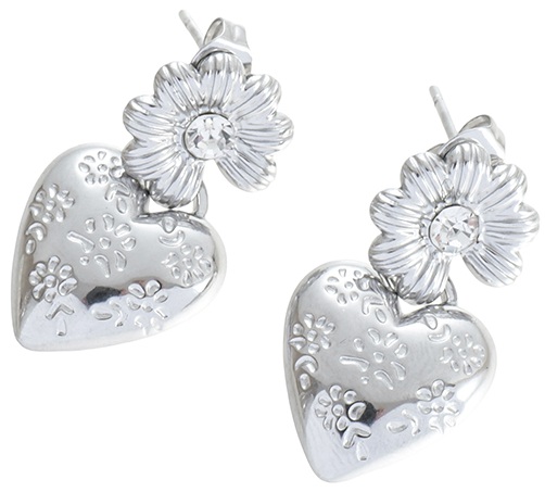 C-A5.3 E2612-102S S. Steel Earrings Heart 3cm