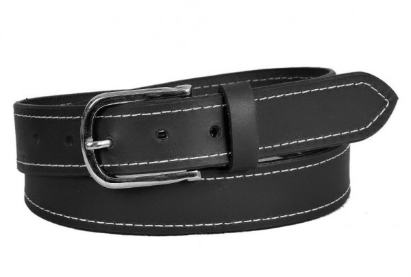 S-H4.3 BELTI-002 Grain Leather Belt Black 3.5x120cm
