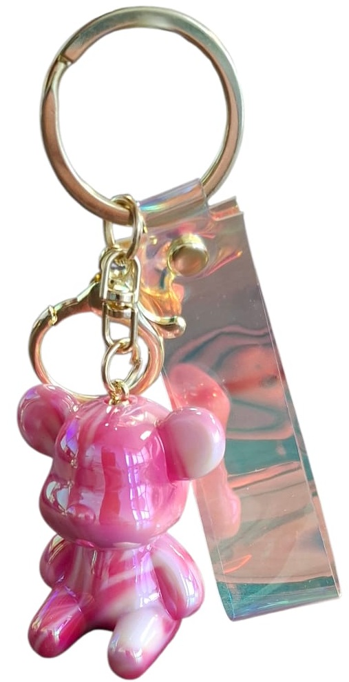 E-E16.1  KY1146-014-4 Keychain Shiny Bear - 4.5cm - Pink