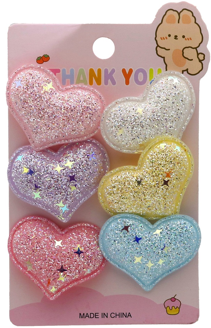 S-E3.1 H1125-005 Hair Elastics Hearts for Kids - 6pcs
