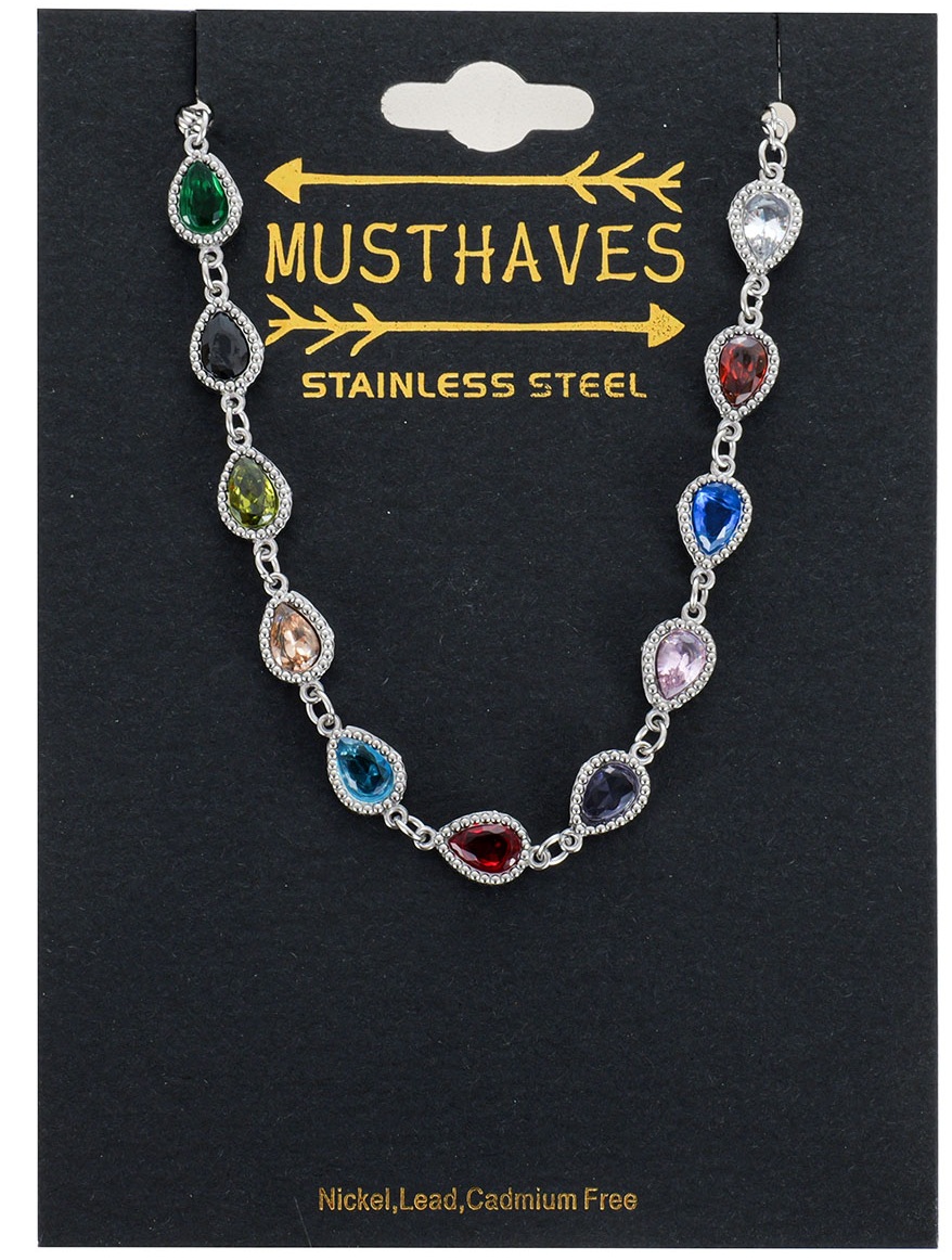 D-B21.1  B1160-026S S. Steel Bracelet Crystals - 16-21cm