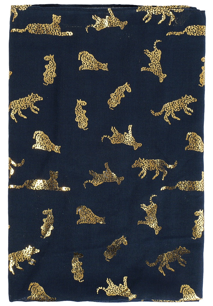 X-L4.1 SCARF1110-004-6 Summer Scarf Leopard 180x70cm Blue