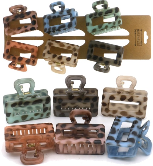 T-M2.2  H1124-005 Hair Claw 6.5cm Leopard - 6pcs