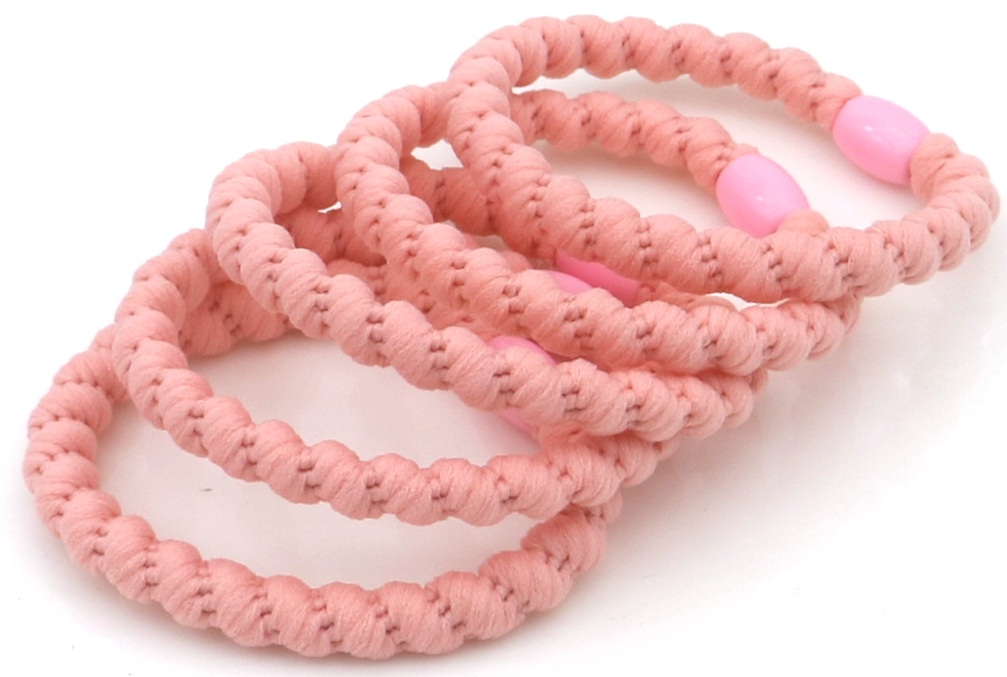 G-C10.2 H2253-004-018-7 Hair Elastics 5pcs Twisted Pink
