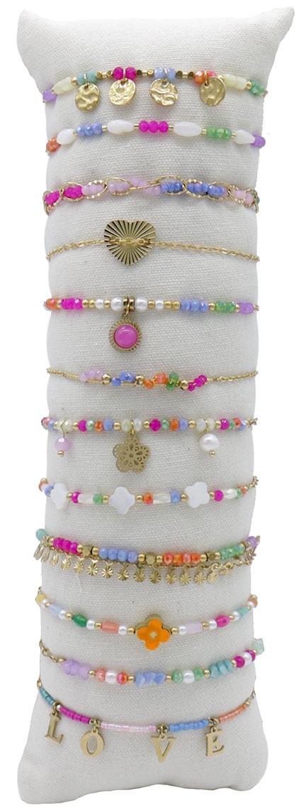 J-F13.1   B221-502 Stainless Steel Bracelet Set on Pillow - 12pcs