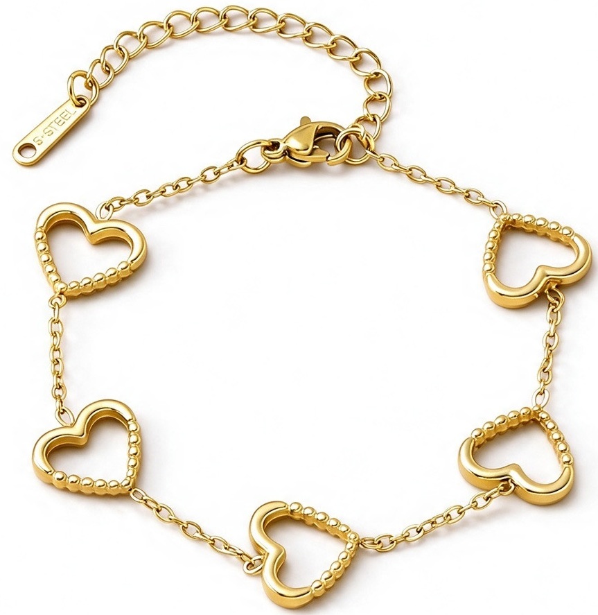 A-E3.3 B2616-045G S. Steel Bracelet Hearts 16-21cm