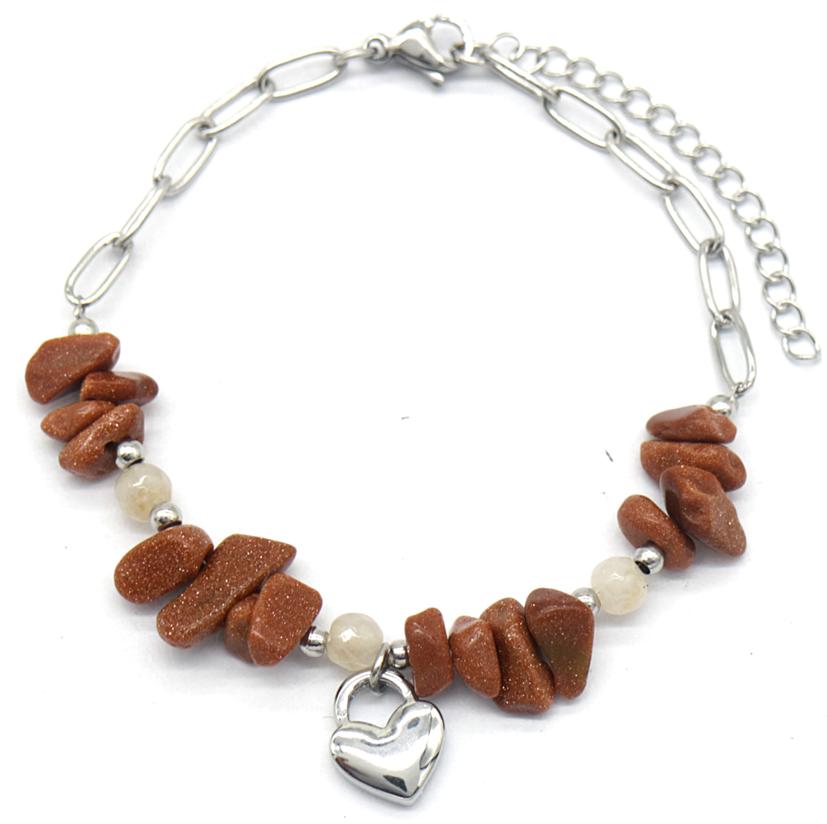 C-A10.1 B031-006S S. Steel Bracelet Heart - Stones