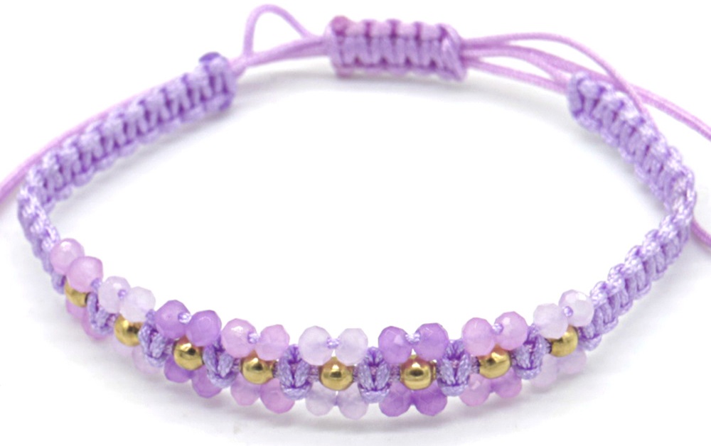 E-C5.1 B831-006-1 Rope Bracelet S. Steel Beads Purple