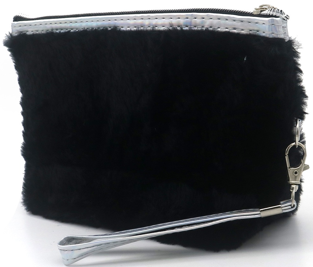Q-D3.1 BAG1116-003-1 Make Up Bag Fluffy 24x13x8cm Black