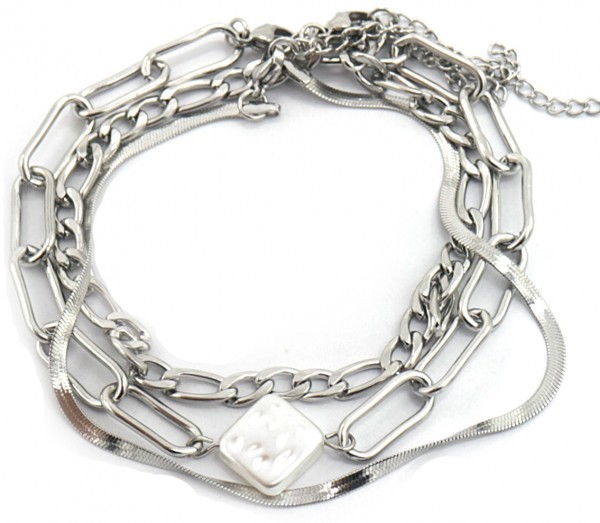 D-E7.1 ANK039-019S S. Steel Layered Anklet Shell
