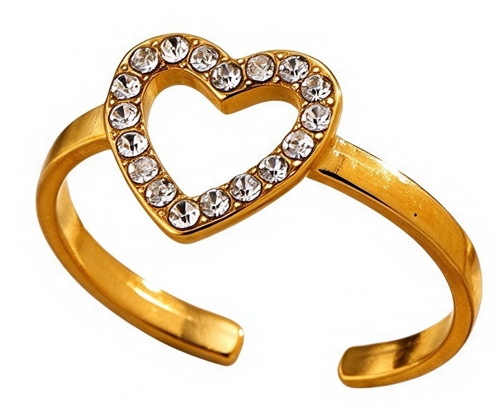 A-F19.3 R2643-009G S. Steel Ring Adjustable Heart