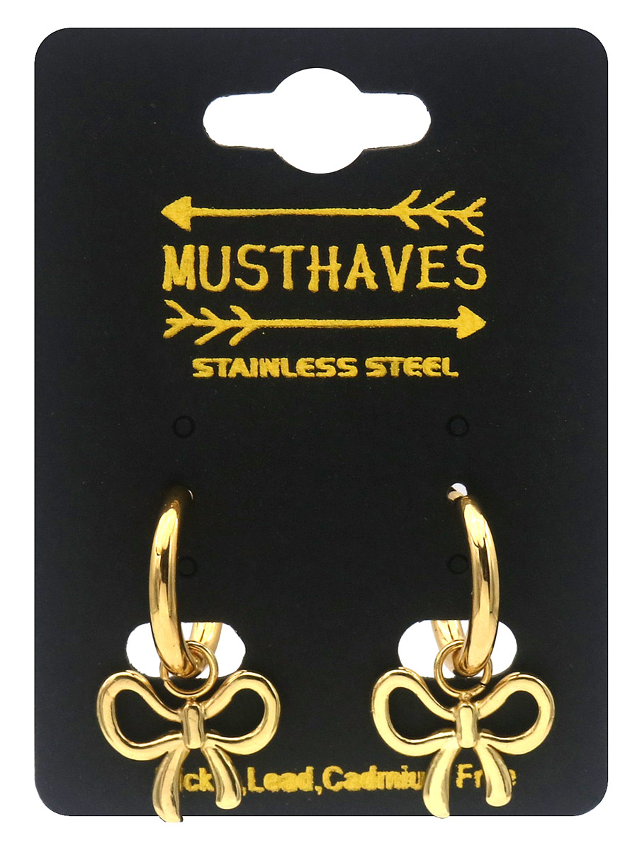 B-E4.3 E2612-255G S. Steel Earrings Bow 2.5x1.2cm