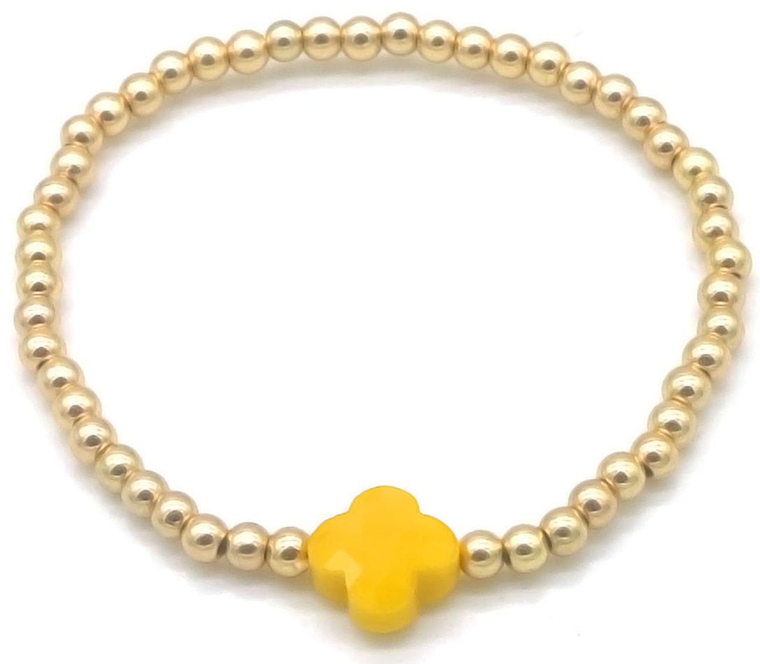 G-E21.1  B1661-123-3 Elastic Bracelet Clover Yellow