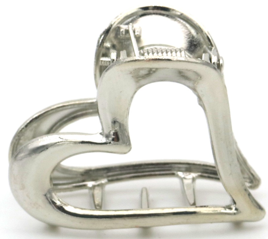 S-D5.1 H1127-004S Metal Hair Claw 4cm Heart - 3pcs