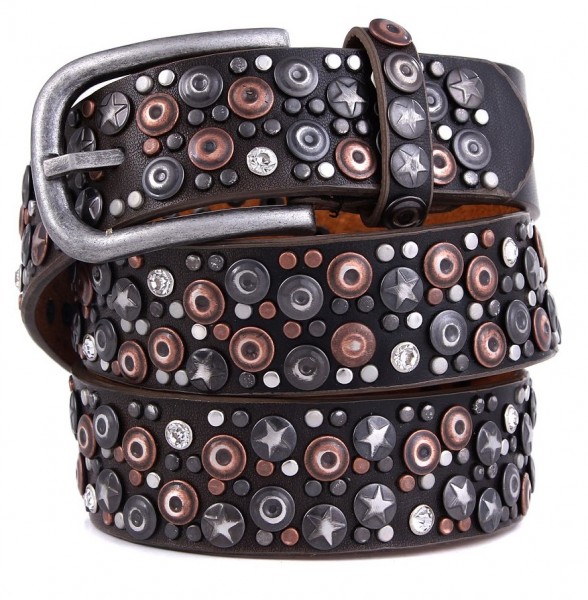 I-A14.1  FTG-060 PU with Leather Belt with Studs-Stars-Crystal 90x3,5 cm