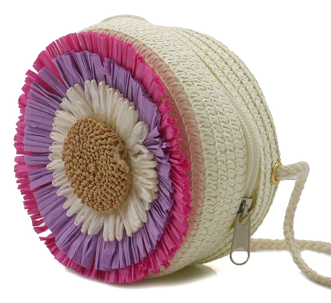 R-P8.1 BAG1120-005-2 Woven Bag Fod Kids Flower 12.5x7cm Beige