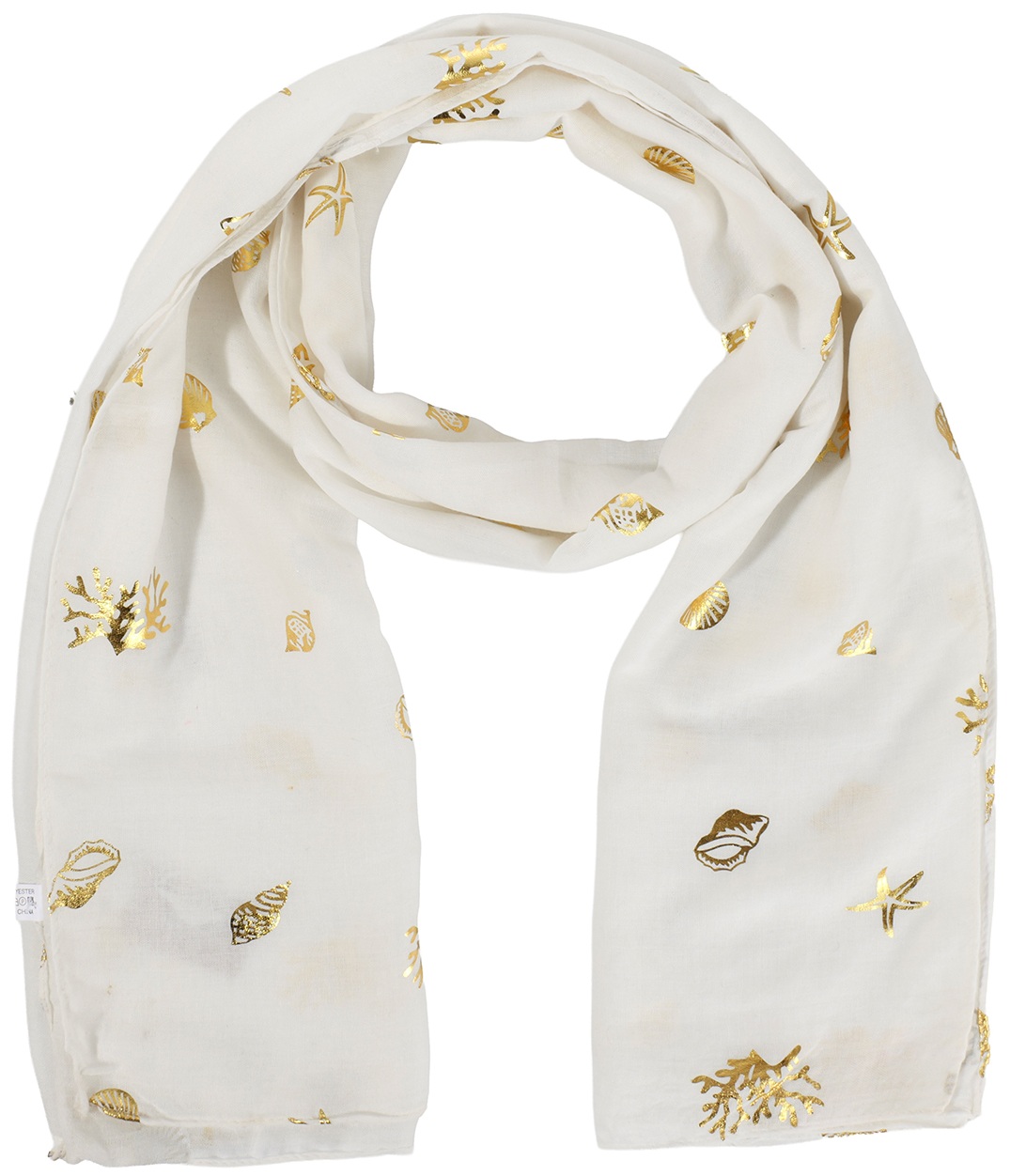 X-M8.1 SCARF1110-002-4 Summer Scarf Shells 180x70cm White