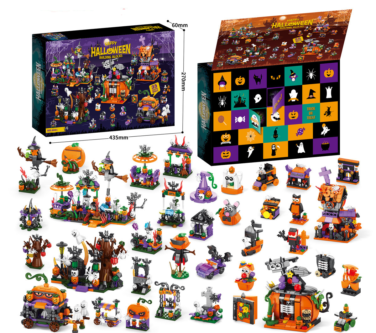 R-L2.2 TOY9031 Mini Building Blocks Calendar Halloween 35 models