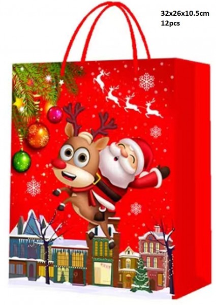 L-D6.1 PK726-005M paper Gift Bags 32x26x10.5cm Christmas 12pcs