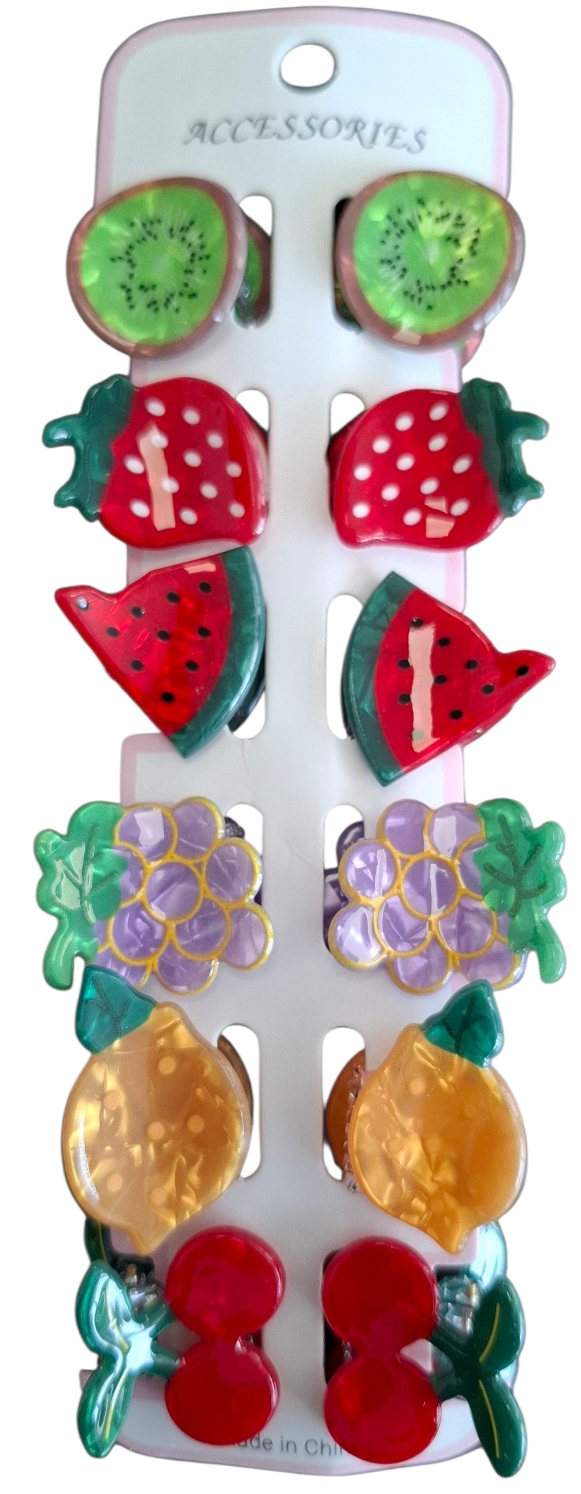 X-O9.3 H1038-012 Hairclaw Set 3cm Fruit - 12pcs
