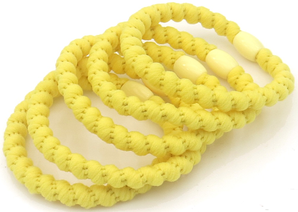 J-E10.2 H2253-004-018-10 Hair Elastics 5pcs Twisted Yellow