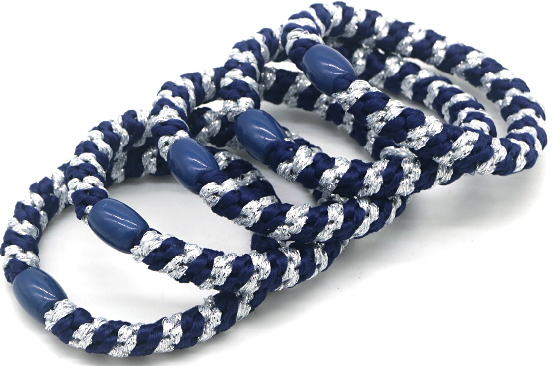 H-B1.1 H2253-004 Hair Tie Set 5pcs Blue-Silver