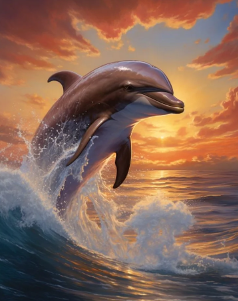 X-B8.2 DP2545011 Diamond Painting -Canvas 30x20cm - Painting 25x15cm Dolphin
