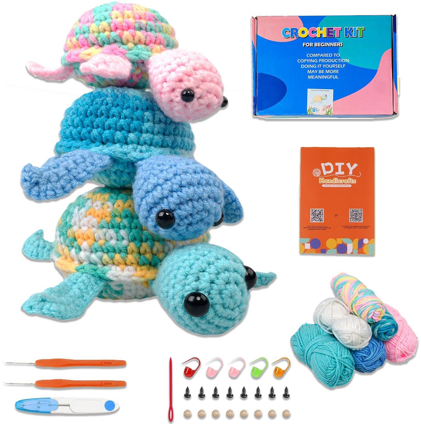 K-E6.1 DIY2604-070 DIY Crochet Kit - 3pcs Turtles
