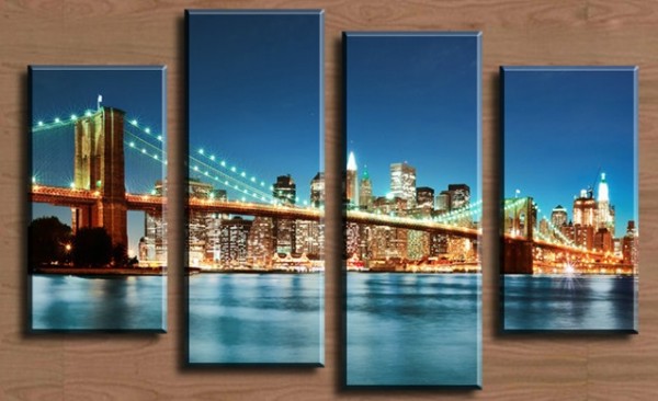 Z-A1.1  DF102 Diamond Painting 4 Frames Skyline 120x80cm