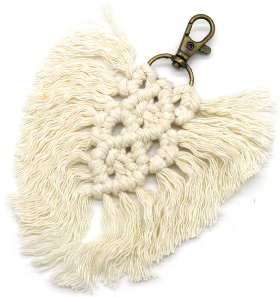 E-F11.1  KY042-001 Keychain Woven Rope 12cm Beige