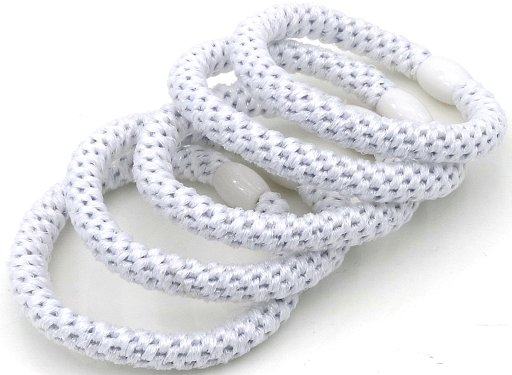 H-A1.2 H2253-004-017-10 Hair Elastics 5pcs Glitter White