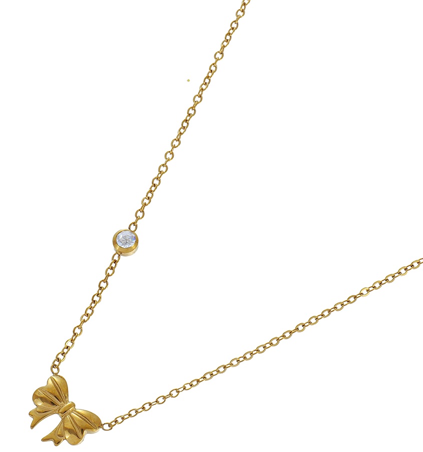 G-E15.3 N2616-055G S. Steel Necklace Bow 40-45cm