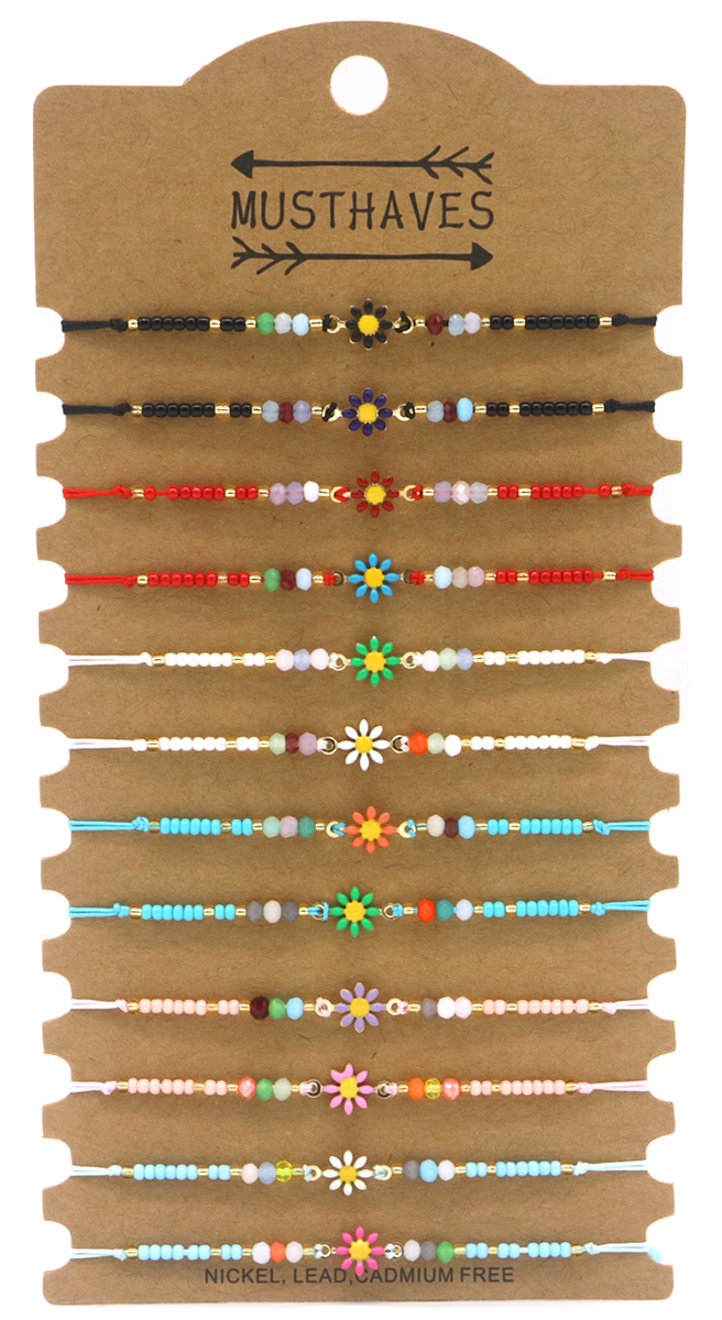 A-F12.2 B2434-002 Bracelet Set Flowers 12pcs
