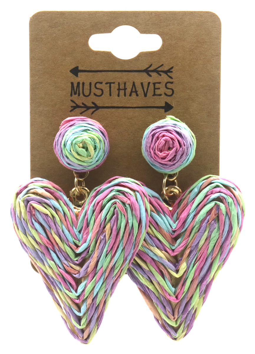 H-A21.1 E1028-009-1 Statement Earrings Heart 6x4cm Multi