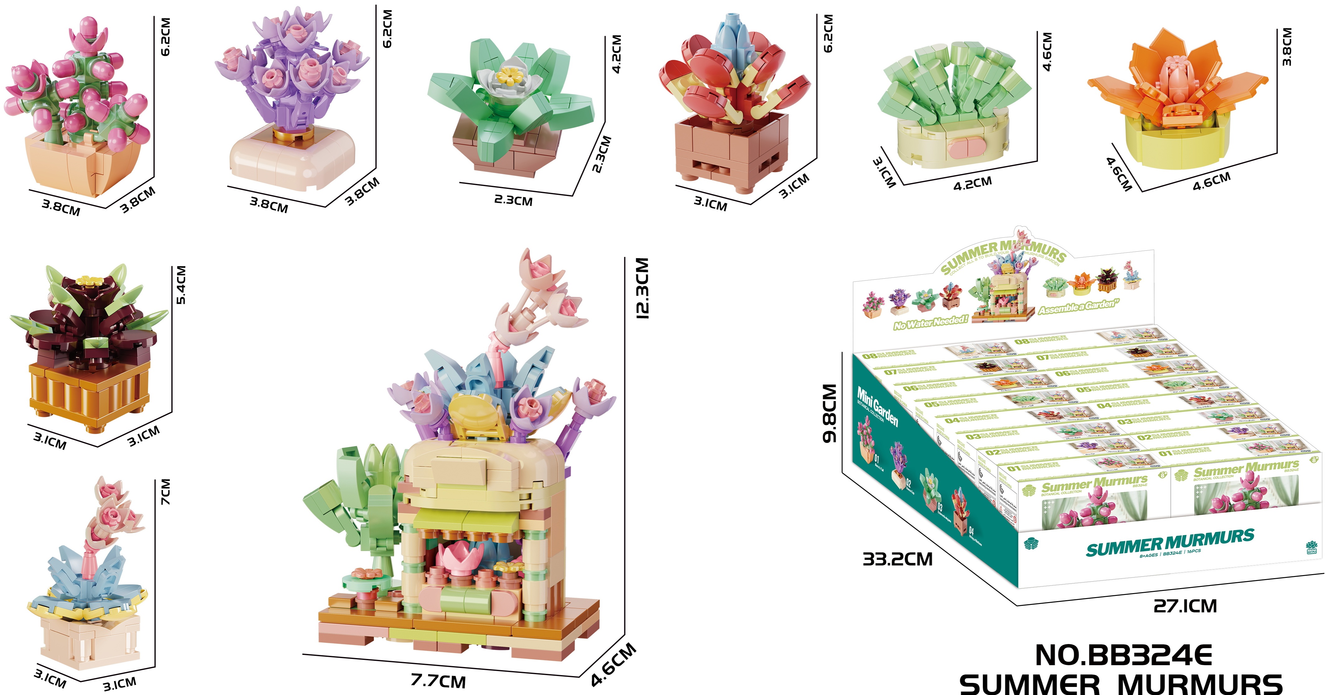 Z-B1.2 BB324E Building Blocks Summer Murmers 8 in 1 - 16pcs in Display