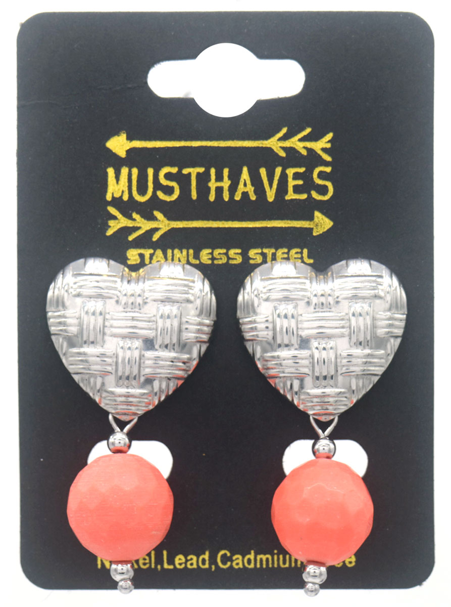 G-E7.3 E103-240S-1 S. Steel Earrings 4cm Heart