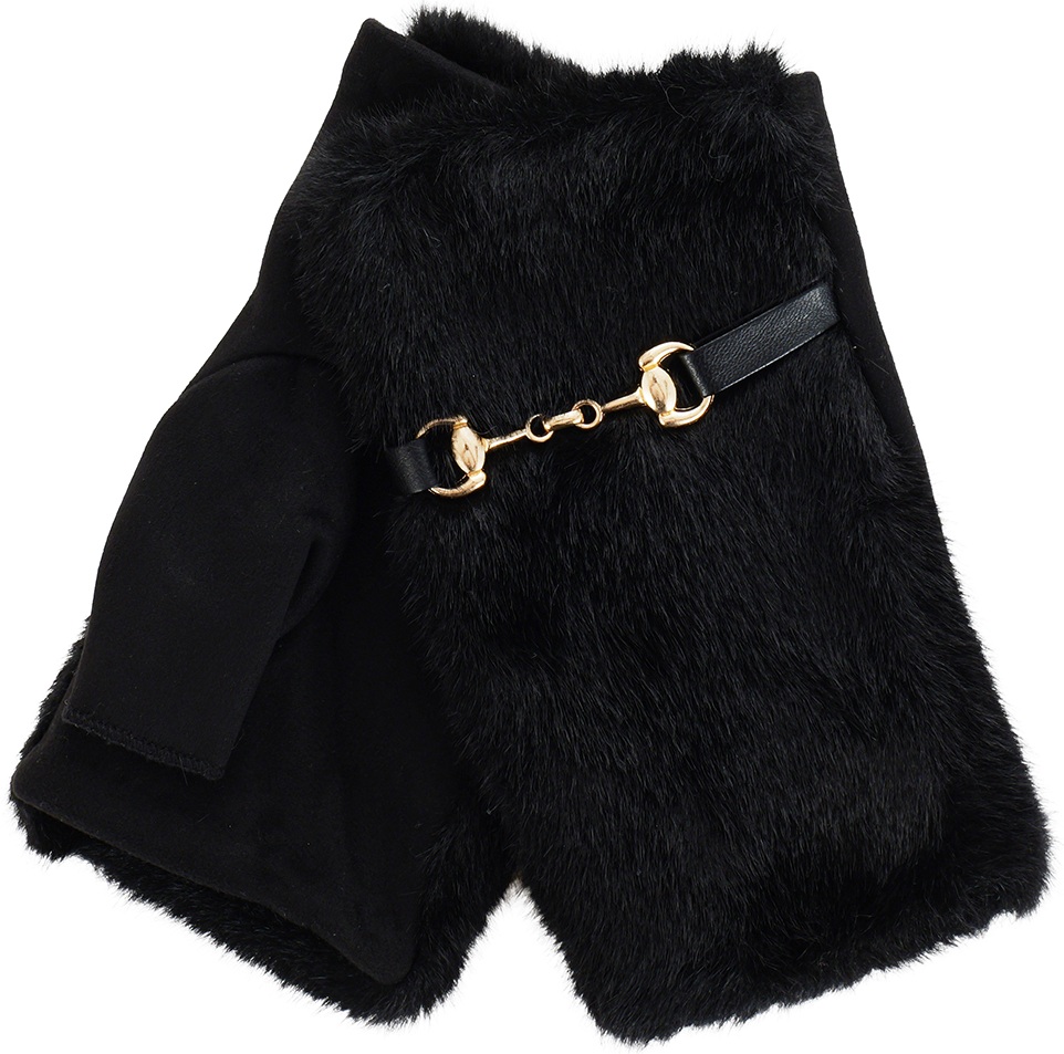 X-I7.2 GLOVES7040-032-1 Gloves Fingerless Faux Fur Black